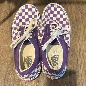 Vans Purple and White Checkered Shoes